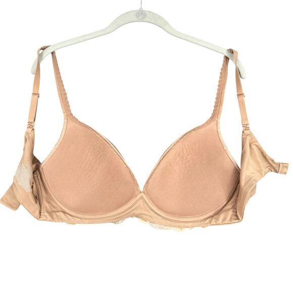 Victorias Secret Beige Lace Trim Adjustable Straps No Wire Bra Womens Size 38C - Picture 3 of 4